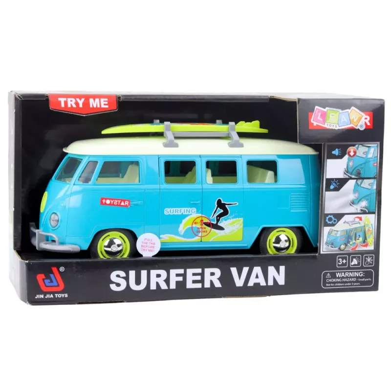 LEAN TOYS Car Surfer Van Bus su banglente, šviesomis ir garsais, turkio spalvos