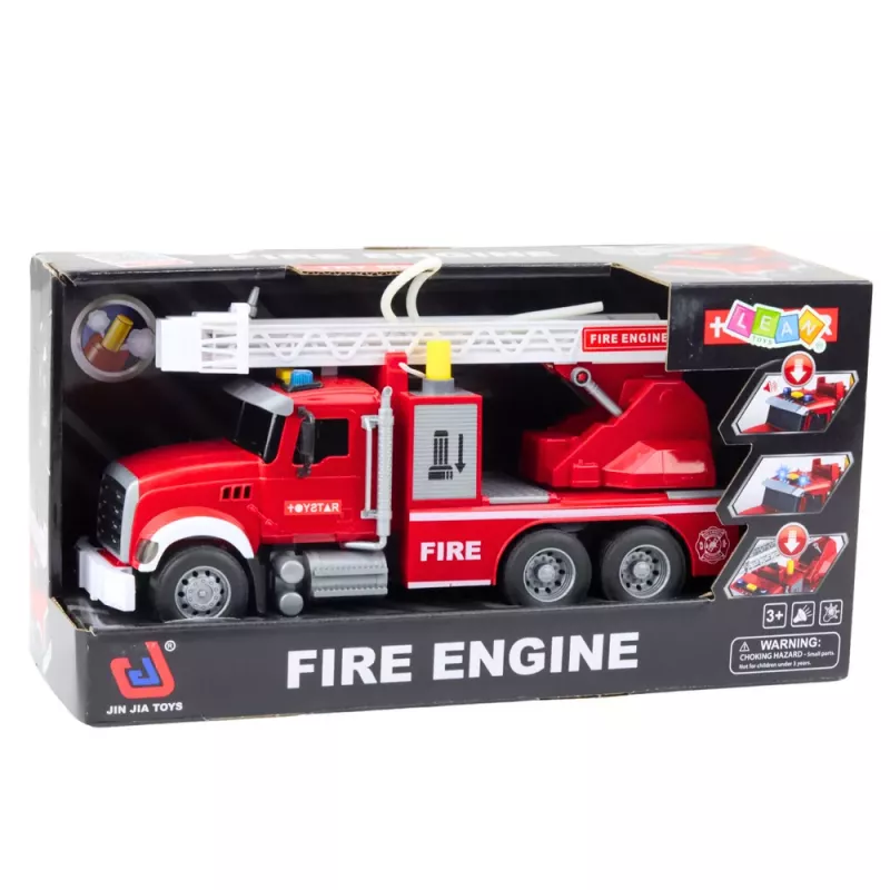 LEAN TOYS Fire Truck With Boom Water Lights Sounds Red 1:14