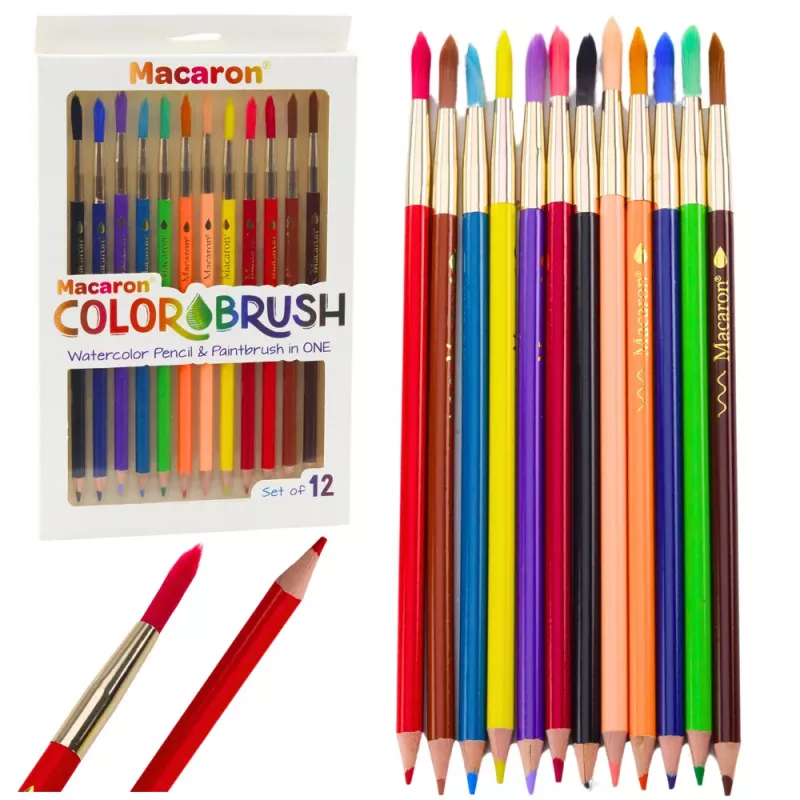LEAN Watercolor Pencils With Brushes 2in1 Colored 12 Pcs