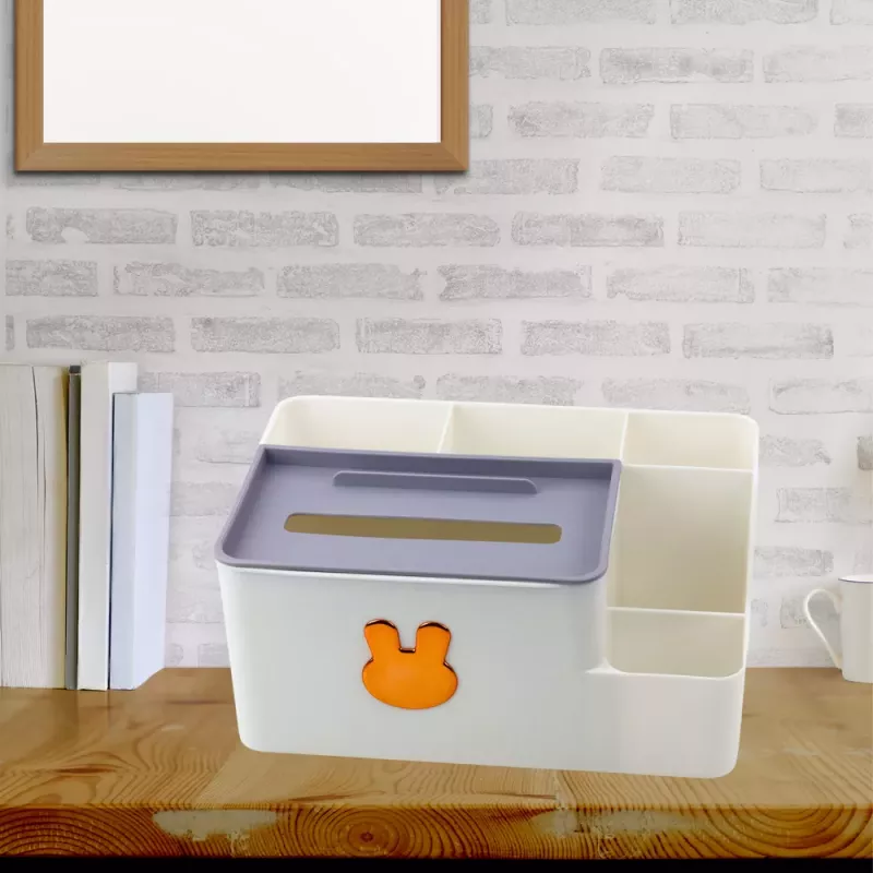 LEAN stalo organizatorius su servetėlių dėžute Gold Rabbit White