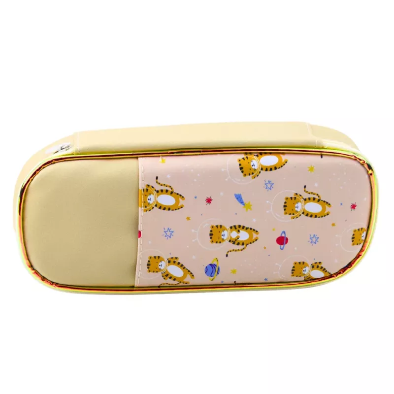 LEAN School Pencil Case Space Tigers Kit Beige 24cm