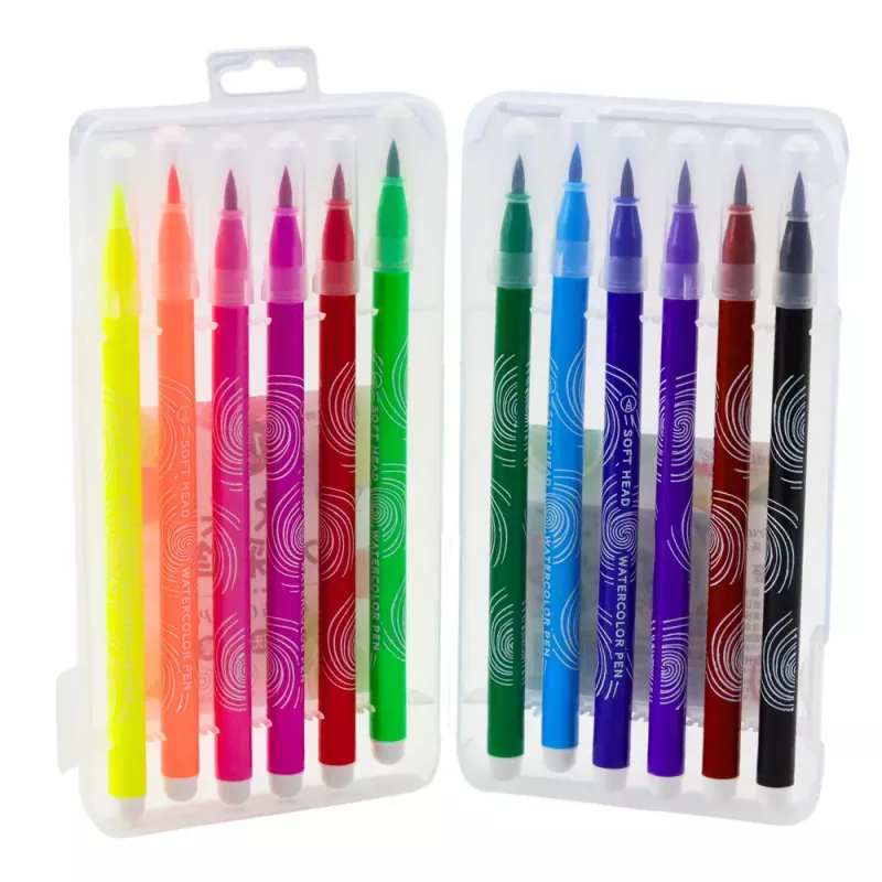 LEAN Watercolor Markers in Organizer Colored Set of 12 Pcs