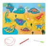 LEAN TOYS Medinis dėlionė su magnetais ir virvelėmis Dinozaurai