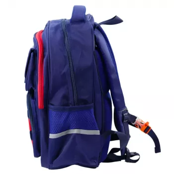 LEAN Vaikiška mokyklinė kuprinė su krūtinės diržu, tamsiai mėlyna/raudona, kosmoso tema, 20L, 38cm