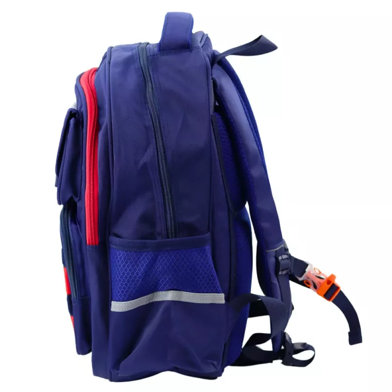 LEAN Vaikiška mokyklinė kuprinė su krūtinės diržu, tamsiai mėlyna/raudona, kosmoso tema, 20L, 38cm