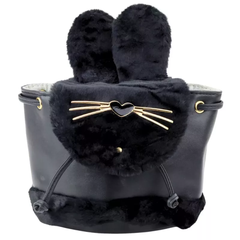 LEAN Vaikiška kuprinė su minkštais ausų atvartais, reguliuojamu diržu, juoda, 22 cm, 4 l