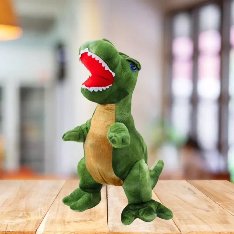 LEAN TOYS Minkštas žaislas Dinozauras Apkabinamas žaislas su tekstūruota oda Žalias 45cm