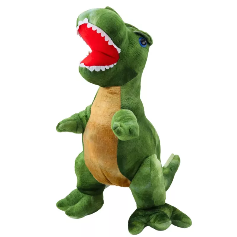 LEAN TOYS Minkštas žaislas Dinozauras Apkabinamas žaislas su tekstūruota oda Žalias 45cm