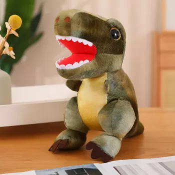 LEAN TOYS Minkštas žaislas Dinozauras Apkabinamas žaislas su tekstūruota oda Žalias 32cm