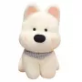LEAN TOYS Plush Mascot Cuddly Toy Dog With Blue Scarf White 33cm