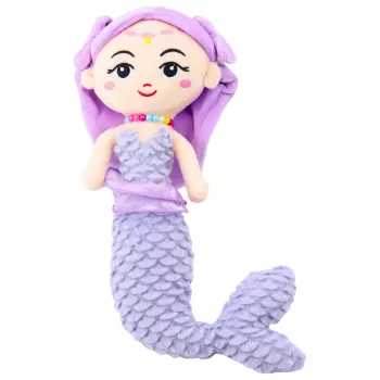 LEAN TOYS Pliušinė undinė su koralais, minkštas žaislas, violetinė, 32 cm