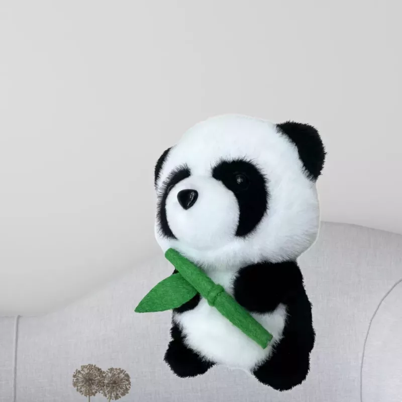LEAN TOYS Plush Mascot Cuddly Toy Panda With Bamboo 18cm