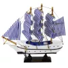 LEAN TOYS Collectible Model Decorative Sailing Ship White and Blue 18x17cm