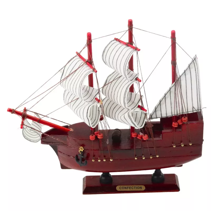 LEAN TOYS Collectible Decorative Model Sailing Ship Red 24x23cm