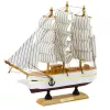 LEAN TOYS Kolekcinis modelis Dekoratyvinis trimastis burlaivis Baltas 24x23 cm
