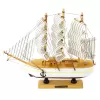 LEAN TOYS Kolekcinis modelis Dekoratyvinis trimastis burlaivis Baltas 24x23 cm