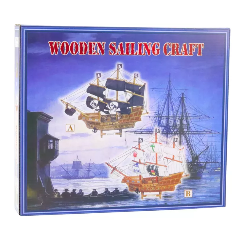 LEAN TOYS Collectible Model Decorative Pirate Sailing Ship Black 33x29cm