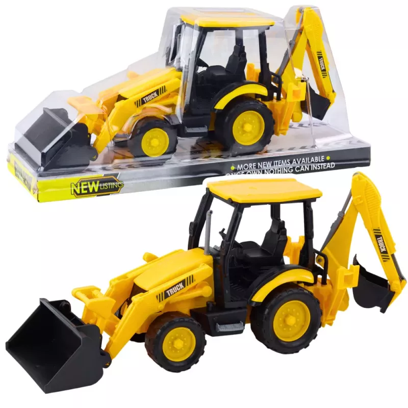 LEAN TOYS Construction Excavator With Drive Movable Two Buckets Yellow