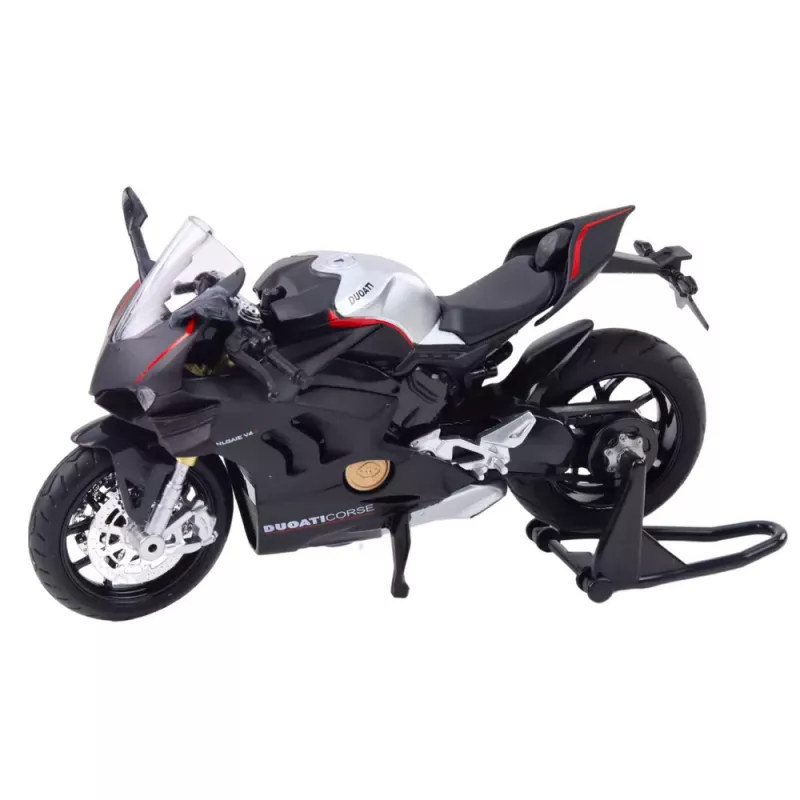LEAN TOYS Sportinis motociklas Metalas Šviesos Garsai Sidabriniai elementai Juodas V4 1:12
