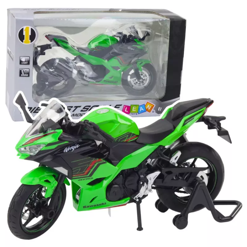 LEAN TOYS Sportinis motociklas Metalas Šviesos Garsai Žalias 1:12