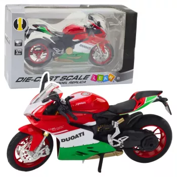 LEAN TOYS Sportinis motociklas Metalas Raudona Žalia Šviesos Garsai 1:12