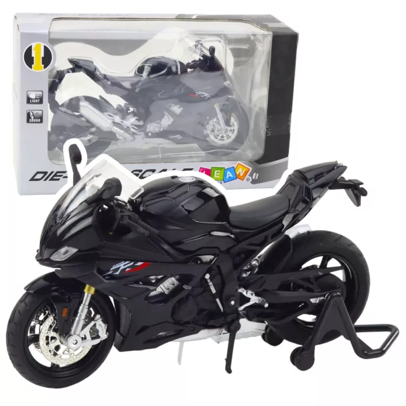 LEAN TOYS Sportinis motociklas Metalas Šviesos Garsai Juodas S1000 1:12