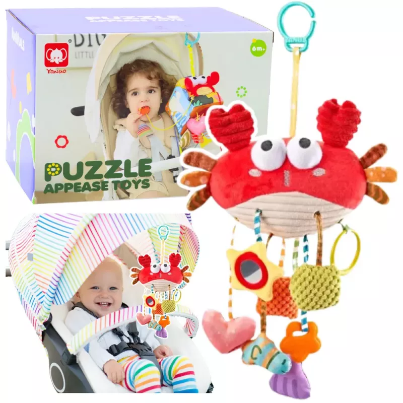 LEAN TOYS Sensorinis žaislas Krabas Lovos Pakabukas 9in1