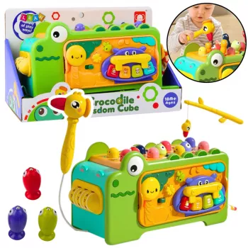 LEAN TOYS Krokodilas Interaktyvus Edukacinis Kubas Daugiafunkciniai Garsai
