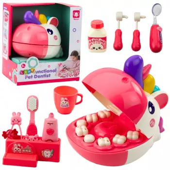 LEAN TOYS Unicorn Dentist Educational Set Doctor Dentist Pink