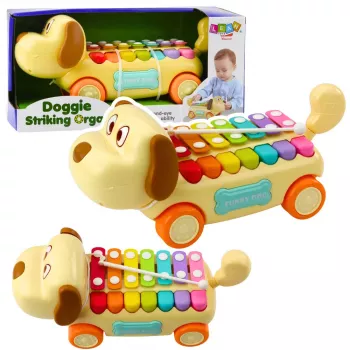 LEAN TOYS Šuo ant virvutės su cimbolais, judančiomis ausimis, uodega, lazdele