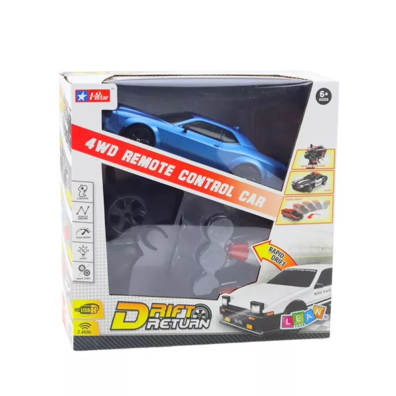 LEAN TOYS Automobilis Sportinis Drift Keičiami Rateliai Nuotoliniu Valdymu RC 4WD Mėlynas Sportinis