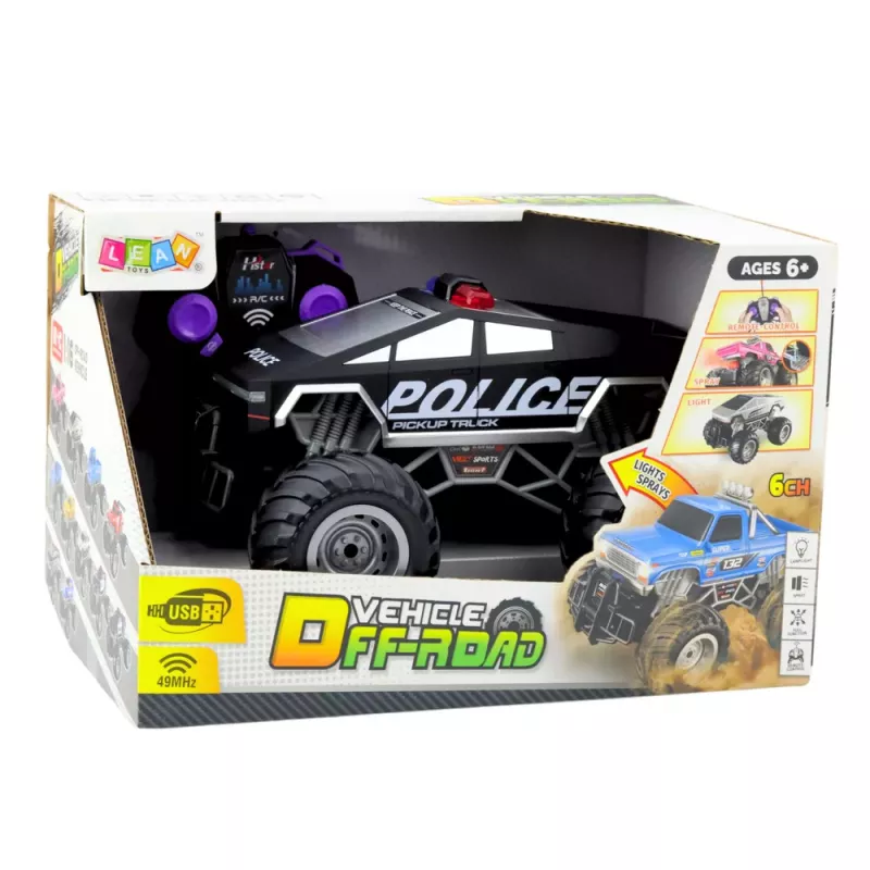 LEAN TOYS Visureigis RC Policijos Automobilis Nuotoliniu Valdymu Juodas 1:16
