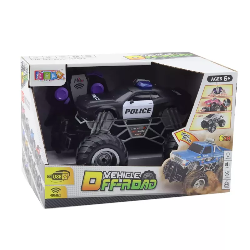 LEAN TOYS RC Policijos Visureigis Nuotoliniu Valdymu 1:16 Šviesos Dūmai
