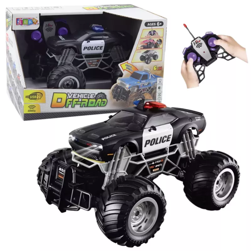 LEAN TOYS RC Policijos Visureigis Nuotoliniu Valdymu 1:16 Šviesos Dūmai