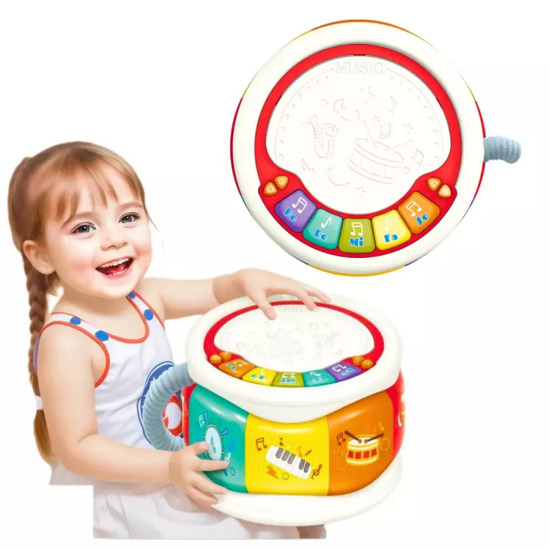 LEAN TOYS Didelis interaktyvus edukacinis būgnas mažiems vaikams, spalvingas
