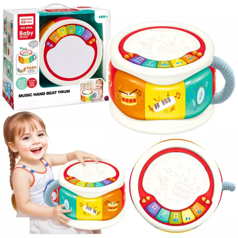 LEAN TOYS Didelis interaktyvus edukacinis būgnas mažiems vaikams, spalvingas