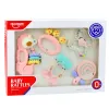 LEAN TOYS Sensorinių barškučių ir dantukų rinkinys kūdikiams, rožinis, 5 vnt.