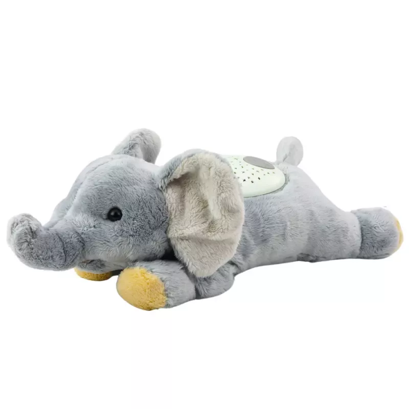 LEAN TOYS Plush Elephant Sleeping Cuddly Toy with Starry Night Projector and Sounds
