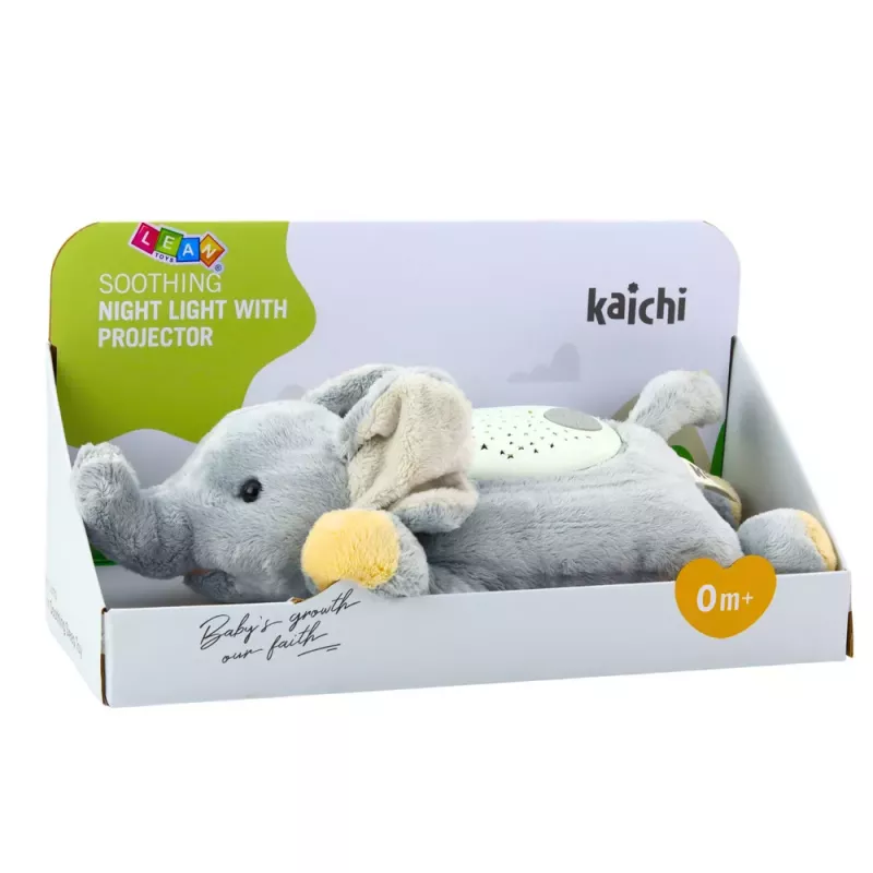 LEAN TOYS Plush Elephant Sleeping Cuddly Toy with Starry Night Projector and Sounds