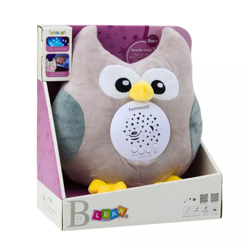 LEAN TOYS Plush Owl Sleeping Cuddly Toy with Projector and Sound