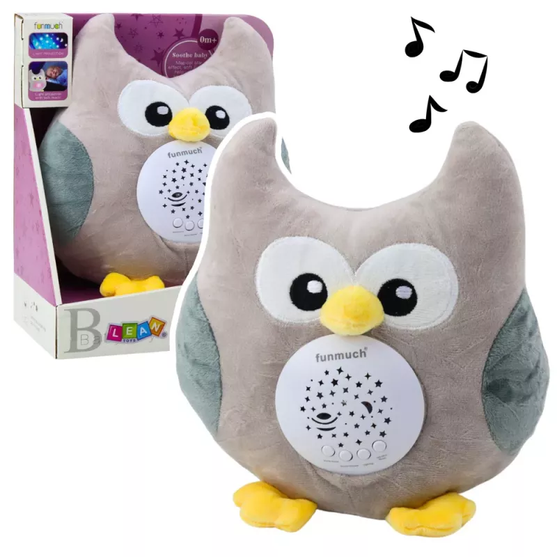 LEAN TOYS Plush Owl Sleeping Cuddly Toy with Projector and Sound
