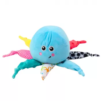 LEAN TOYS Minkštas aštuonkojis miegantis žaislas su šviesa ir garsu, mėlynas