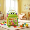 LEAN TOYS Interaktyvus edukacinis kubas rūšiuotojas pianinas sensorinis krokodilas