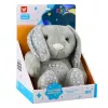 LEAN TOYS Minkštas zuikis miegui su projektoriumi, garsu ir verksmo jutikliu - pilka