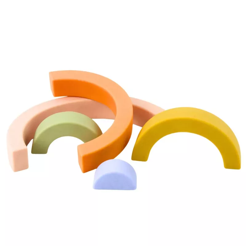 LEAN TOYS Rainbow Puzzle for Toddlers Pastel Rubber Blocks 5 pcs.