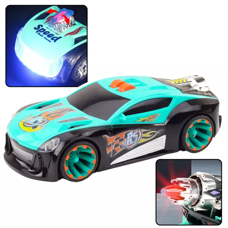 LEAN TOYS Rocket Race Car Rear Wheel Drive Lights Sounds