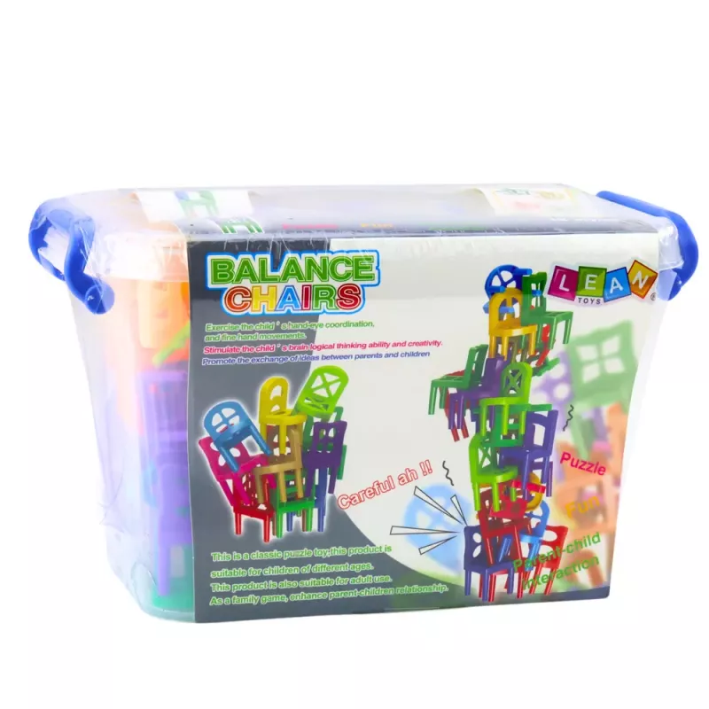 LEAN TOYS Falling Balance Chairs Arcade Game 48 Pieces Colorful