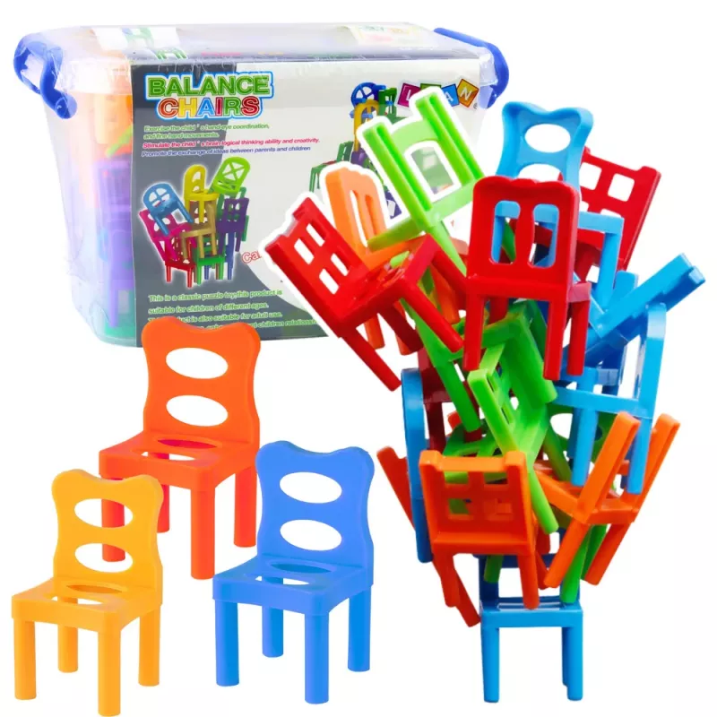 LEAN TOYS Falling Balance Chairs Arcade Game 48 Pieces Colorful