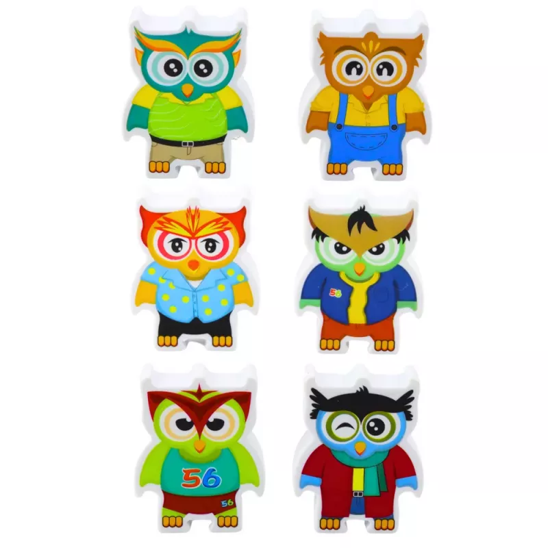 LEAN TOYS Edukacinis žaidimas Pelėdų Arkadinis Loginis Dėlionė Domino 18 vnt.