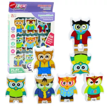 LEAN TOYS Edukacinis žaidimas Pelėdų Arkadinis Loginis Dėlionė Domino 18 vnt.